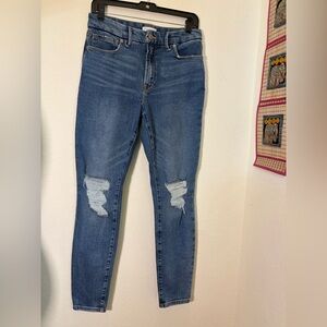 Good American Mid Blue Distressed Skinny Jeans